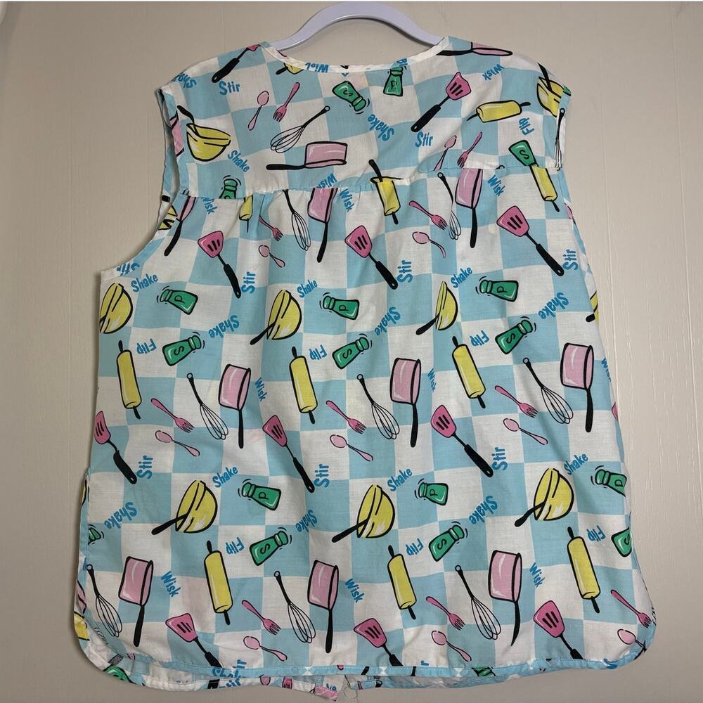 Mood Dance 2X Button Front Hair Stylist Theme Granny Smock Cover Up - Picture 3 of 3